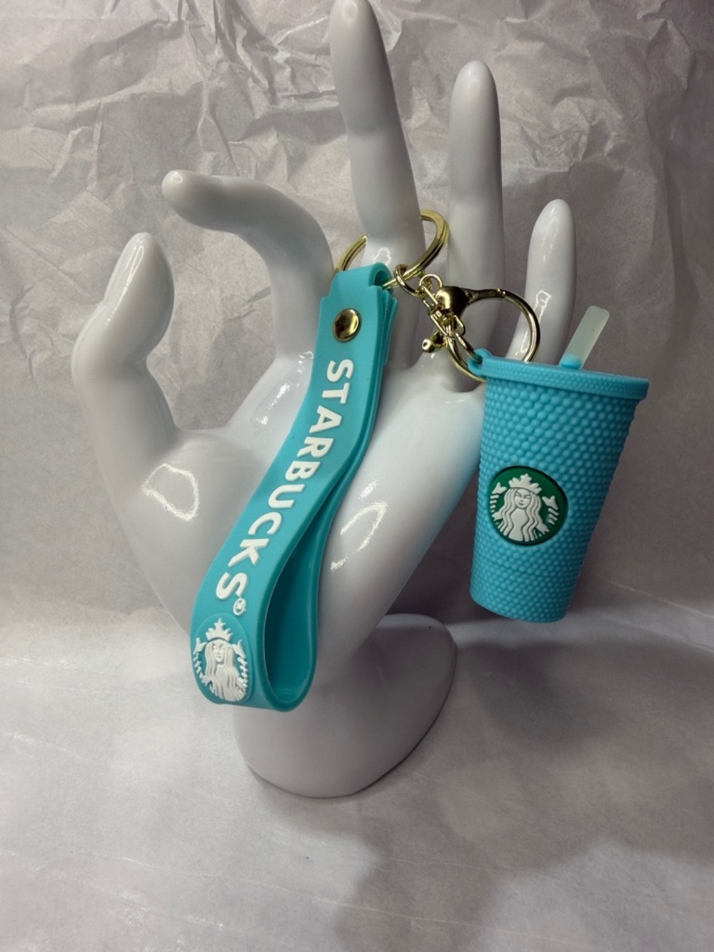 Starbucks Teal Silicone Cup & Strap Keychain